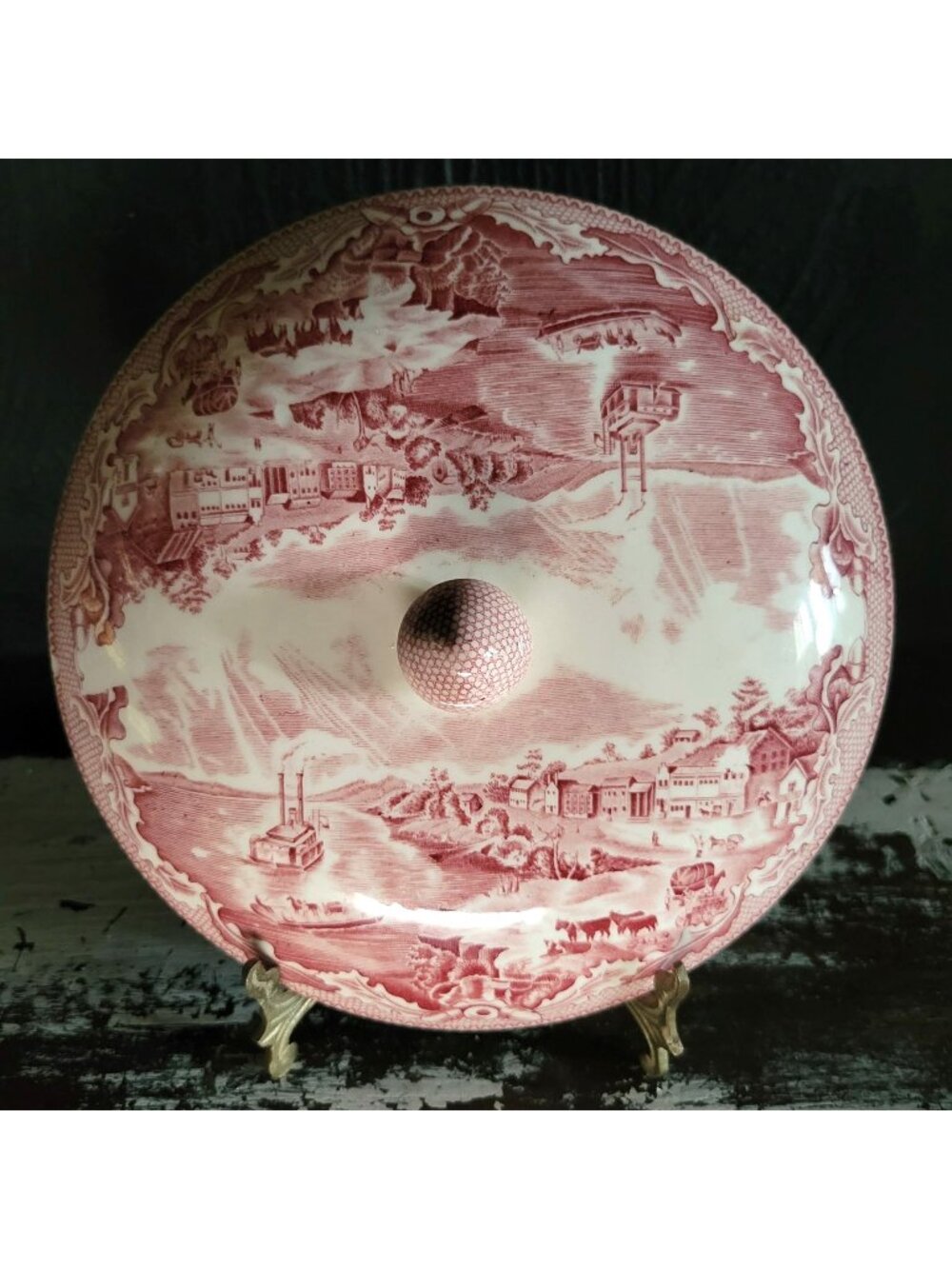 LID for Johnson Bros Pink Historic America Round Covered Vegetable Serving Bowl